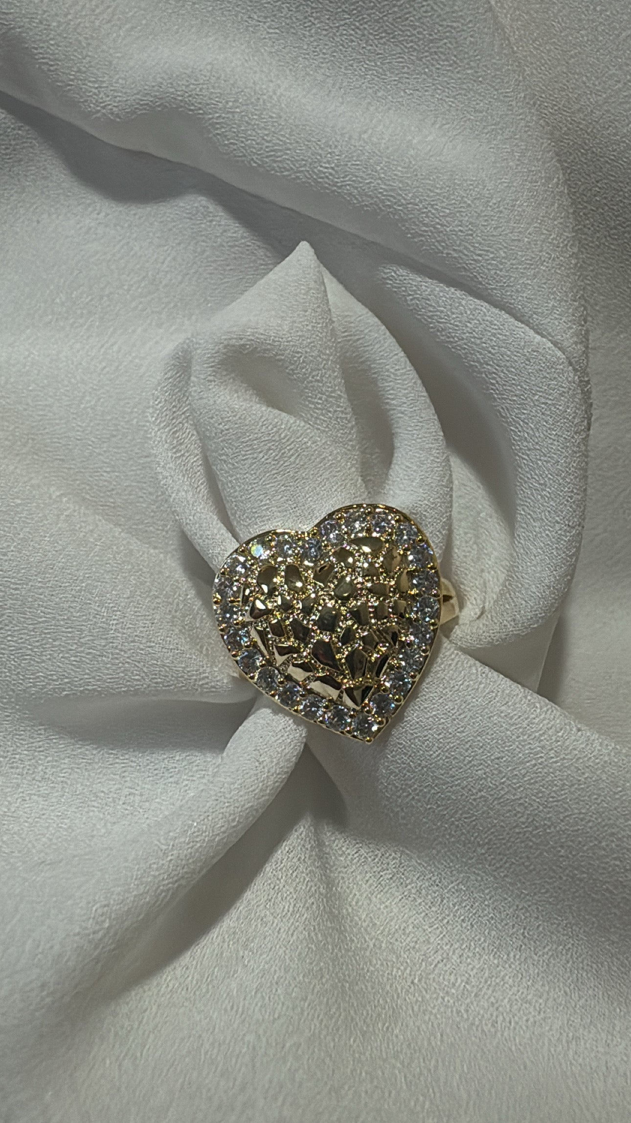 Iced heart nugget ring